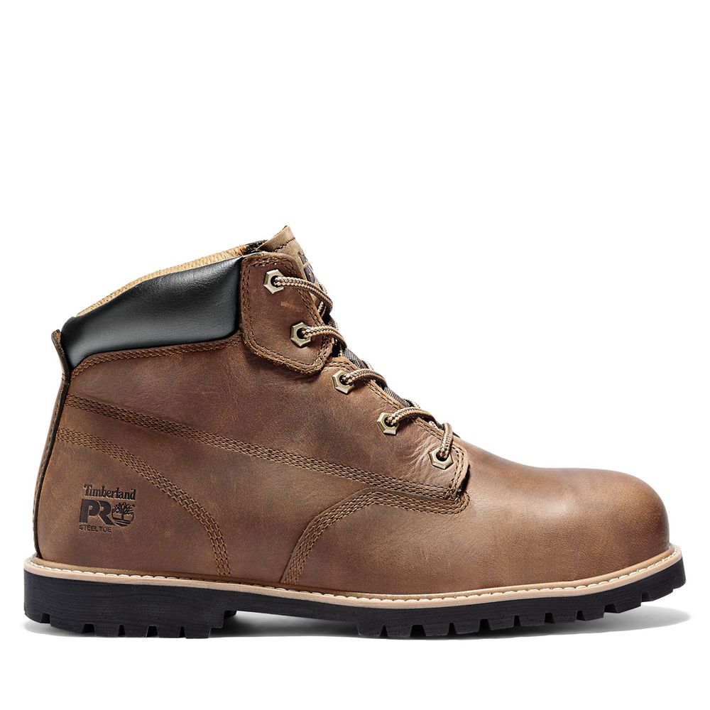 Timberland Μποτακια Εργασίας Ανδρικα Καφε - Pro® Gritstone Steel Toe - Greece 7014386-MP